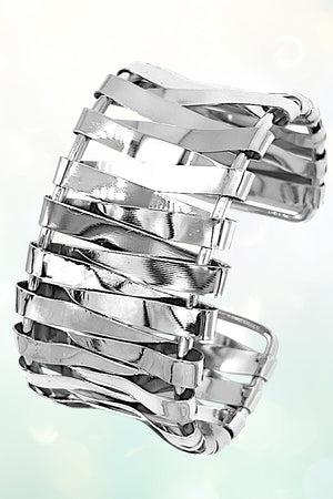 INTERWOVEN METALLIC BAND CUFF BRACELET