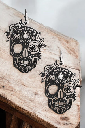 SKULL FILIGREE DANGLE EARRING