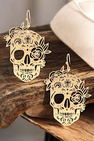 SKULL FILIGREE DANGLE EARRING