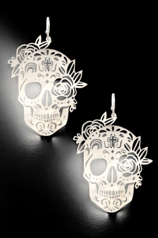 SKULL FILIGREE DANGLE EARRING