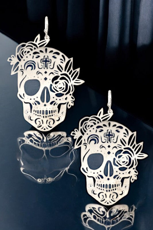 SKULL FILIGREE DANGLE EARRING