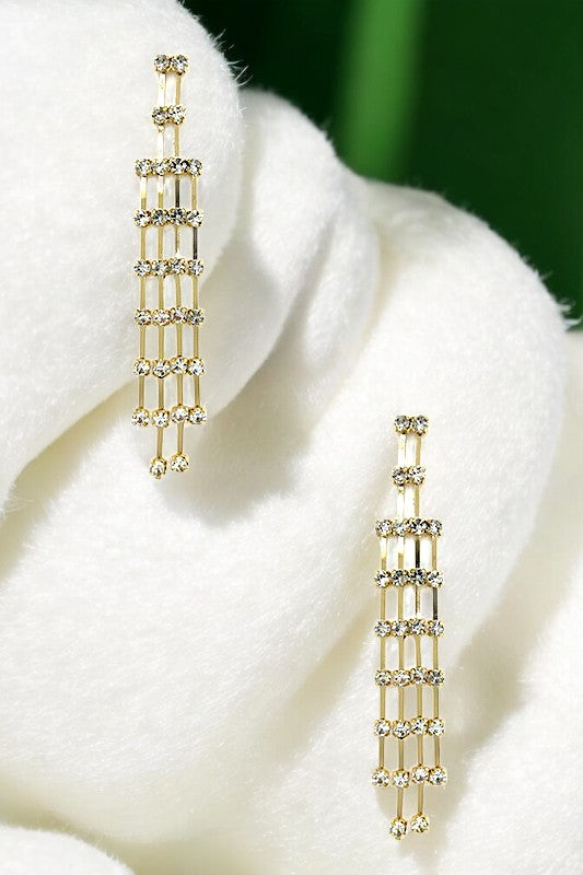 Rhinestone Pave Fringe Drop Earring