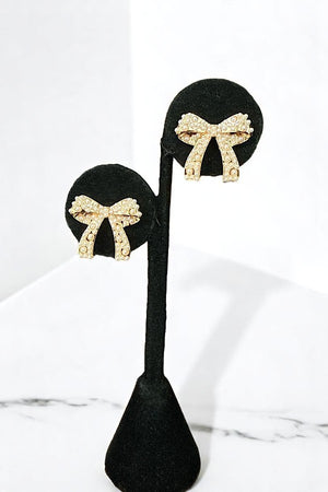 PEARL PAVE RIBBON POST EARRING