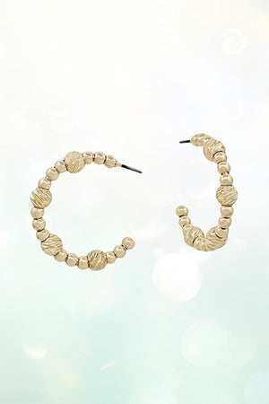 MIX METAL BALL BEADED SEMI HOOP EARRING