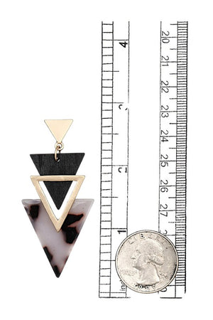 ACETATE WOOD TRIANGLE LINK DROP EARRING