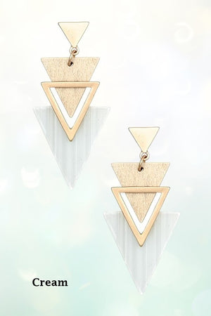 ACETATE WOOD TRIANGLE LINK DROP EARRING