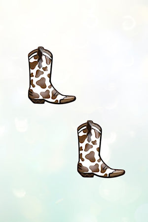 COW PRINT WESTERN BOOT POST EARRING