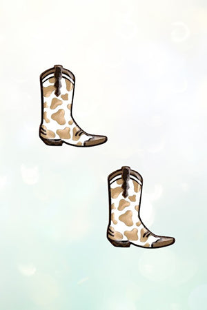 COW PRINT WESTERN BOOT POST EARRING