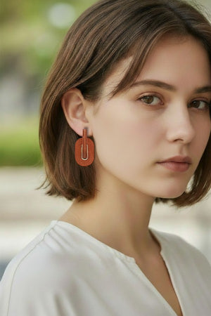 DOUBLE WOOD LINK DROP EARRING