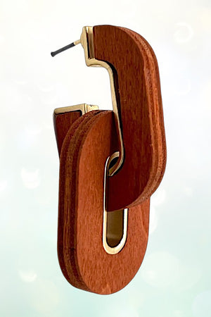 DOUBLE WOOD LINK DROP EARRING