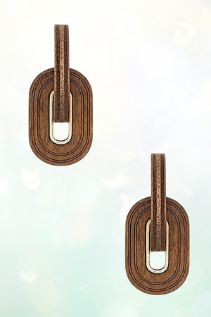 DOUBLE WOOD LINK DROP EARRING