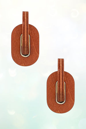 DOUBLE WOOD LINK DROP EARRING