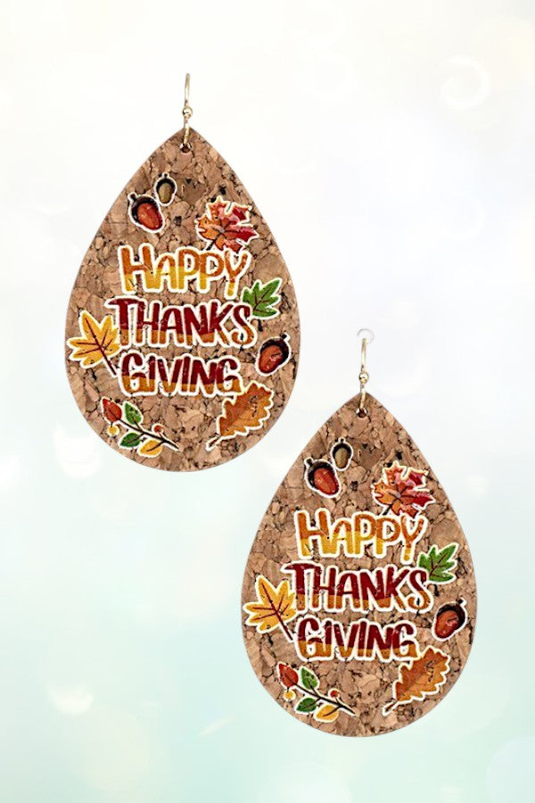HAPPY THANKSGIVING TEARDROP EARRING