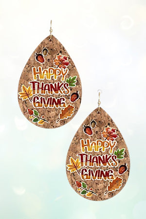 HAPPY THANKSGIVING TEARDROP EARRING