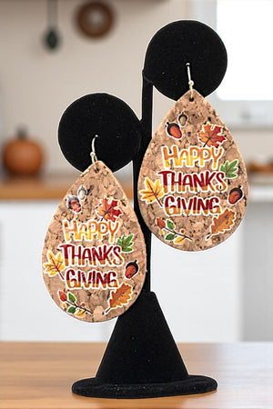 HAPPY THANKSGIVING TEARDROP EARRING