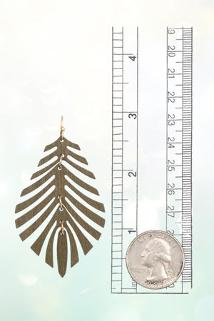 WOOD LINK LEAF DANGLE EARRING