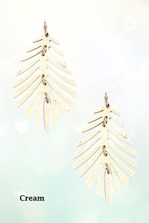 WOOD LINK LEAF DANGLE EARRING