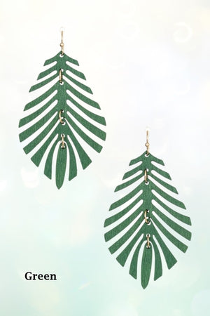 WOOD LINK LEAF DANGLE EARRING