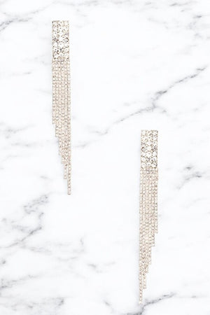 OBLONG RHINESTONE PAVE FRINGE EARRING