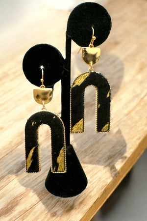 U Shape Gold Accent Dangle Earring