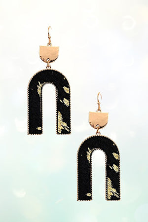 U Shape Gold Accent Dangle Earring