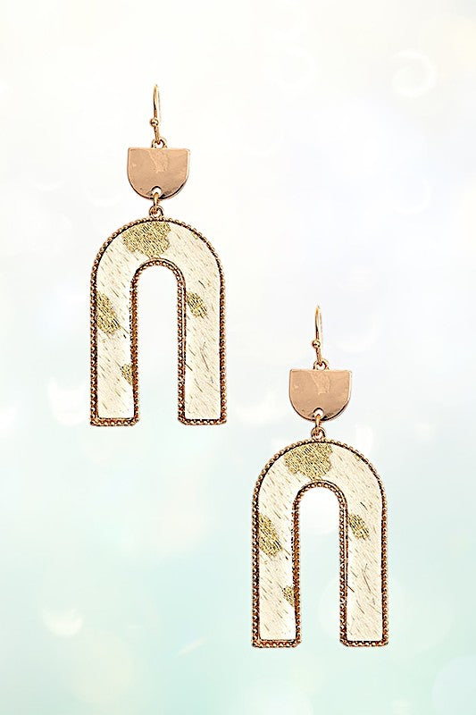 U Shape Gold Accent Dangle Earring