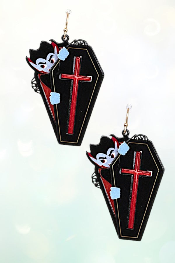 VAMPIRE COFFIN DANGLE EARRING