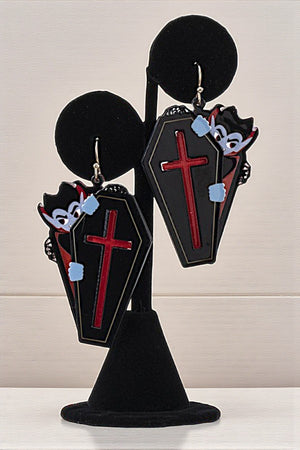 VAMPIRE COFFIN DANGLE EARRING