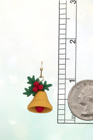 MISTLETOE HOLIDAY BELL CLAY DANGLE EARRING
