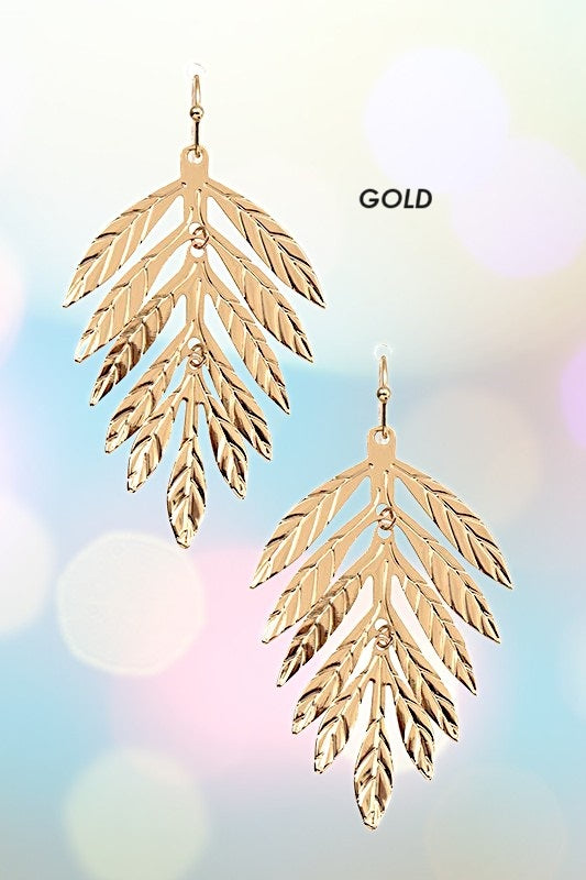 LEAF DETAIL DANGLE EARRING