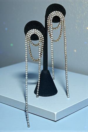RHINESTONE PAVE STRING ROLL DROP EARRING