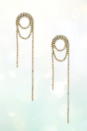 RHINESTONE PAVE STRING ROLL DROP EARRING