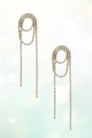 RHINESTONE PAVE STRING ROLL DROP EARRING
