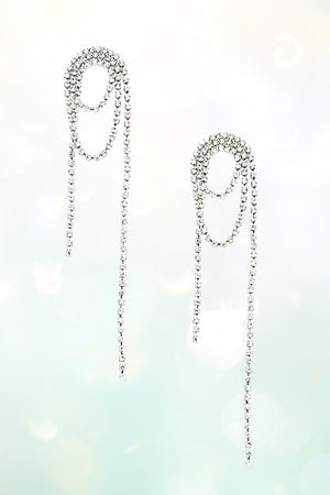 RHINESTONE PAVE STRING ROLL DROP EARRING