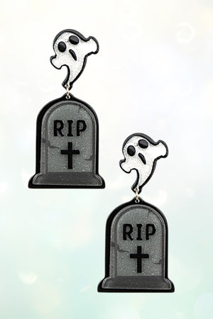 HALLOWEEN GHOST RIP DANGLE EARRING