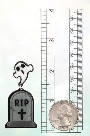 HALLOWEEN GHOST RIP DANGLE EARRING