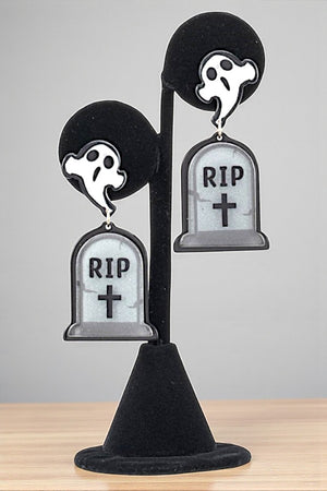 HALLOWEEN GHOST RIP DANGLE EARRING