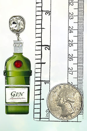 GIN BOTTLE DANGLE GEM POST ACRYLIC EARRING