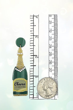 CHAMPAGNE BOTTLE ACRYLIC DANGLE EARRING