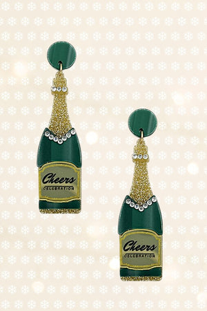 CHAMPAGNE BOTTLE ACRYLIC DANGLE EARRING