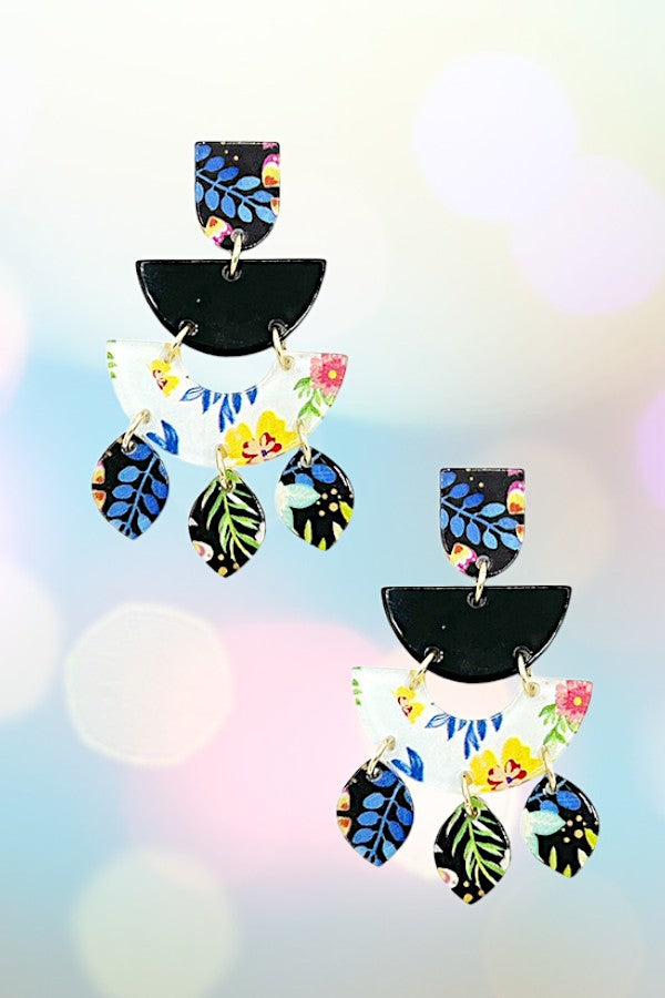 Mix Pattern Print Dangle Earring