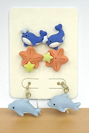 Mix Sea Life Clay Earring Set