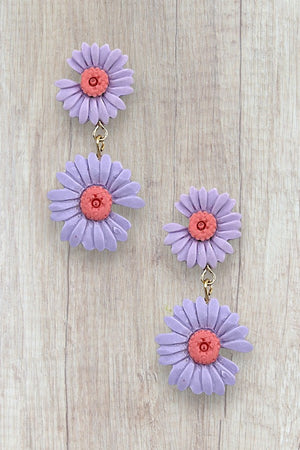 DOUBLE DAISY LINK DANGLE EARRING