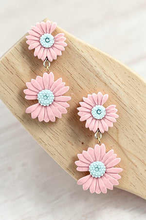 DOUBLE DAISY LINK DANGLE EARRING
