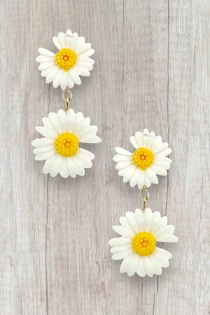 DOUBLE DAISY LINK DANGLE EARRING
