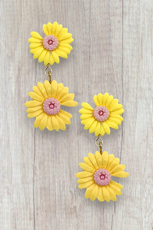 DOUBLE DAISY LINK DANGLE EARRING