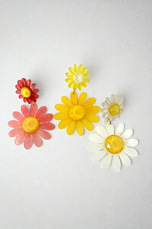 Double Link Acrylic Floral Earring
