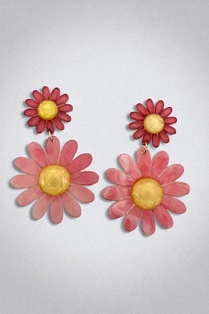 Double Link Acrylic Floral Earring