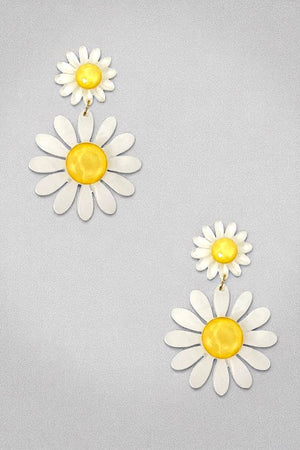 Double Link Acrylic Floral Earring