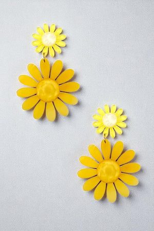 Double Link Acrylic Floral Earring
